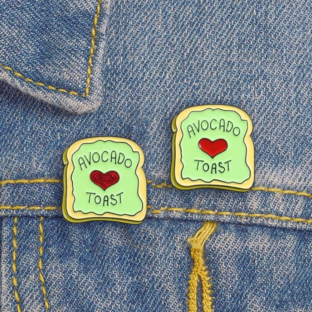 NEW Avocado Breakfast Toast Enamel Pin Brooch - Picture 2 of 4